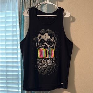 Into the AM Black Skull Graphic Tank Top